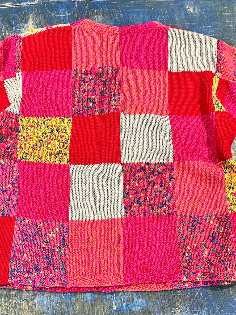 Susan Bristol Hot Pink & Orange Hand-Embroidered Knit Cardigan - Picture 7 of 8